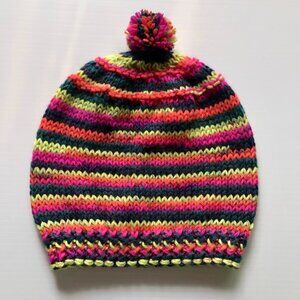 Hand knitted beanie, Knit beanie with pompom